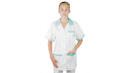 Lékařská halena Ivana na knoflíky se zelenými lemy